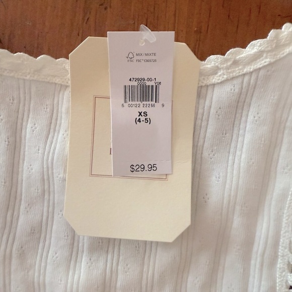 NWT Gap Kids x DÔEN Girls Pointelle White Tank Top in XS - Picture 6 of 6